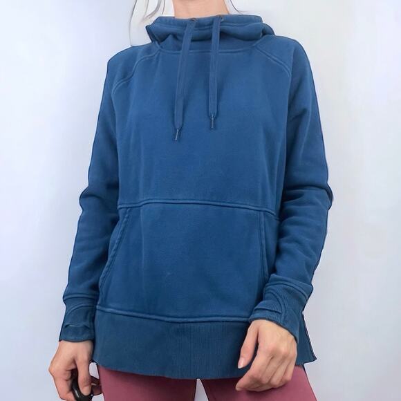 Athleta Blue Fur Lined Hooded Sweatshirt - Picture 1 of 9